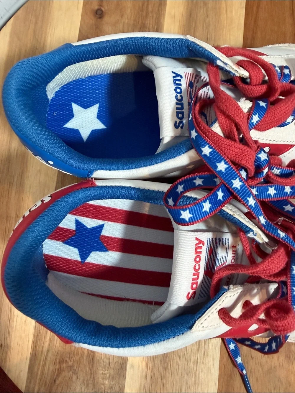 Saucony Jazz Court Spirit of 76 Sneakers Red White Blue USA Star Lace Retro 11
